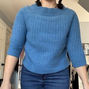 Saks Fifth Avenue Blue Boat Neck Cashmere Sweater